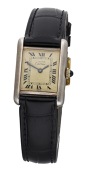 Must de Cartier. A lady’s gold plated rectangular wristwatch, Tank, circa 1980.
Movement: manual winding.
Dial:...