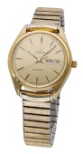 Omega. A gold plated wristwatch with day and date, Ref. 196.0124, circa 1977.
Movement: cal. 1345, quartz, 15...