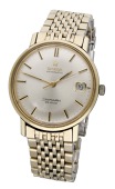 Omega. A gold plated automatic wristwatch with date and bracelet, Seamaster, De Ville, circa 1960.
Movement:...