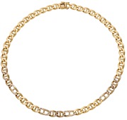 A diamond curb-link necklace, the chain set at intervals with single-cut diamond highlights, (one diamond...