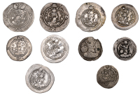 Sasanian Kings, Peroz I, Drachm, c. 457-84, Court, 4.12g/3h (Sunrise 941; Göbl III/1, 176); together with similar...