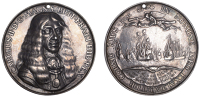 Charles II, Embarkation at Scheveningen, 1660, a hollow cast silver medal by P. van Abeele, armoured bust almost...