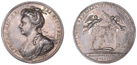 Battle of Ramillies, 1706, a silver medal by J. Croker, draped bust of Anne left, rev. map held by two Fames, 35mm,...