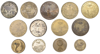 Preliminaries of the Peace of Amiens, 1801, a gilt copper medalet by H. Kettle, 25mm (BHM 514); similar, in copper...