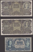 Oesterreichische Nationalbank, a small group of the 29 May 1945 series, comprising 10, 20 (3), and 100 Schilling...