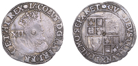 James I (1603-1625), Second coinage, Shilling, fifth bust, mm. tun, reads fran and hi, 5.92g/3h (Oddie, BNS Blog 22...