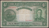 Bahamas Government, 4 Shillings, ND (1941), serial number A/4 214207, Heape, Taylor, and Moore signatures, original...