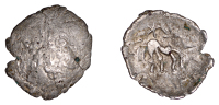 British Iron Age, ICENI, or possibly North Thames, Uninscribed issues, silver Half Unit, trace of design, rev. small...