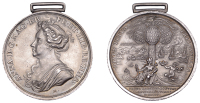 Medallions, British Victories at Schellenberg, Blenheim, Gibraltar and Malaga, 1704, a silver medal by G. Hautsch,...