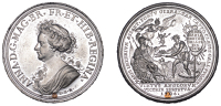 Medallions, British Victories at Schellenberg, Blenheim, Gibraltar and Malaga, 1704, a white metal medal by P.H....