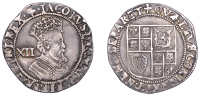 James I (1603-1625), Second coinage, Shilling, fifth bust, mm. trefoil, reads mag brit fra and hi, 5.43g/10h (Oddie,...