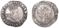 James I (1603-1625), Second coinage, Shilling, fifth bust, mm. key, reads hi, 5.67g/9h (Oddie and Thompson, BNS Blog...