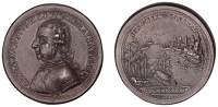 Medallions, George Elliot and the Siege of Gibraltar, 1783, a bronze medal by G.Z. Weber, armoured bust left, rev....
