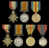 Three: Stoker J. Heron, Royal Navy, who served as part of the 4th Destroyer Flotilla at Jutland
1914-15 Star...