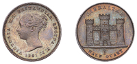 Gibraltar, Victoria, Proof Half-Quart, 1861, edge plain, 2.58g/12h (Prid. 11; KM 1). Prettily toned, good extremely...