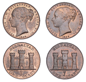 Gibraltar, Victoria, Quart (2), both 1842 (Prid. 6; KM 2) [2]. Both extremely fine with some original colour	 £80-£100
