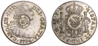 Scotland, Glasgow (Lanarkshire), Thistle Bank, a brass contemporary counterfeit of a MEXICO, Charles IIII, 8 Reales,...