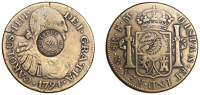 Scotland, Glasgow (Lanarkshire), Thistle Bank, a brass contemporary counterfeit of a MEXICO, Charles IIII, 8 Reales,...