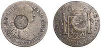 Scotland, Glasgow (Lanarkshire), Thistle Bank, a brass contemporary counterfeit of a MEXICO, Charles IIII, 8 Reales,...