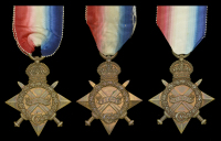 1914-15 Star (3) (157015, W. Tolhurst, Ch. Sto., R.N.; 218550 L. S. A. Morel, A.B., R.N.; C.2875, A. Courtis, Smn.,...