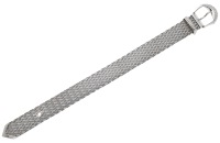An 18ct gold and diamond jarretière bracelet, the fancy-link woven strap to a buckle clasp set with brilliant-cut...