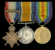 Three: Driver E. Bailey, Royal Field Artillery

1914 Star, with clasp (49349 Dvr: E. Bailey. R.F.A.); British War...