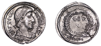 Procopius (365-366), Siliqua, Nicomedia, 364-7, pearl-diademed, draped and cuirassed bust right, d n proco-pivs p f...
