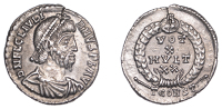 Julian II (360-363), Reduced Siliqua, Arelate, 360-3, pearl-diademed, draped and cuirassed bust right, d n fl cl...