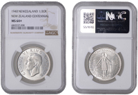 New Zealand, George VI, Halfcrown, 1940, Centennial issue, London (KM 14). Lustrous, mint state [Graded by NGC as MS...