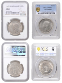 New Zealand, George VI, Halfcrowns (2), 1942, 1943, both London (KM 11) [2]. Both good extremely fine [Graded by NGC...