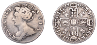 Anne (1702-1714), Sixpence, 1705, plumes, early shields (ESC 1448; S 3592). Good fine, scarce	 £120-£150