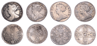 Anne, Sixpences (4), 1705 plain, 1707 plumes, 1708E*, 1711 small lis (ESC 1447, 1455, 1460, 1468; S 3593, 3569,...