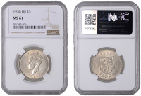 Fiji, George VI, Florin, 1938, London (KM 13). Extremely fine, scarce [Graded by NGC as MS 61]	 £100-£120