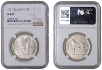 Ireland, Free State, Halfcrown, 1931 (S 6625). Lustrous, good extremely fine, scarce [Graded by NGC as MS 62]	...