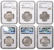 India, British India, Victoria, Rupee, 1900b, Bombay (KM 492); Edward VII, Rupee, 1906c, Calcutta (KM 508); George...