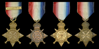 1914 Star, with copy clasp (M2-2112 Pte. A. J. Whitaker. A.S.C.); 1914 Star (3) (10043 Pte. L. Sherlock. 1/R.W....