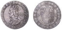 Charles I (1625-1649), Briot’s Second Milled issue, Shilling, mm. anchor, signed b both sides, bust breaks inner...