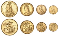 Victoria (1837-1901), Currency Set, 1887, comprising Five Pounds to Half-Sovereign (S 3864-6, 3869) [4]. The Five...