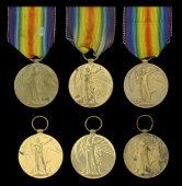 Victory Medal 1914-19 (6) (25468 Pte. H. Adams. S. Wales Bord.; 17434 Pte. W. Brown. R.W. Fus.; 7148 Pte. E. T....