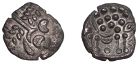 British Iron Age, DUROTRIGES, Uninscribed issues, silver Stater, Spread Tail type, devolved head of Apollo,...