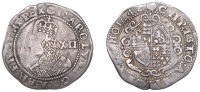 Charles I (1625-1649), Exeter mint, Shilling, 1644, mm. rose, Truro obv. die, large bust of coarse style with...