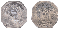 Charles I (1625-1649), Pontefract, Shilling, 1648, type 1, octagonal, in the name of Charles II, crowned c r, dvm...