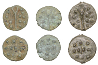 British Iron Age, DUROTRIGES, Uninscribed issues, cast bronze Units (3), Hengistbury Multi Dots type, spike through...