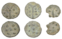 British Iron Age, DUROTRIGES, Uninscribed issues, cast bronze Unit, Hengistbury Multi Dots type, spike through...
