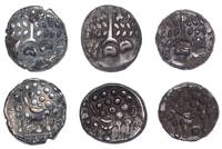 British Iron Age, DUROTRIGES, Uninscribed issues, contemporary fourrée Staters (3), Spread Tail type, devolved head...