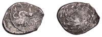 British Iron Age, CANTII, Amminus (c. AD 30-40), silver Unit, Amminus Hippocamp type, [a] inside circle within...