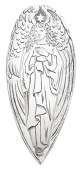 A Victorian silver bookmark, engraved with a representation of the Archangel Gabriel, by Edward Henry Watts,...