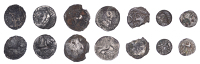 British Iron Age, ICENI, Uninscribed issues, contemporary fourrée silver Unit, Norfolk God [Moustache] type,...