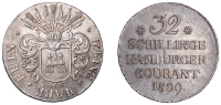 Germany, Hamburg, Free City, 32 Schillinge Courant or Two-Thirds Thaler, 1809hsk, Hamburg (KM 536). Light cabinet...