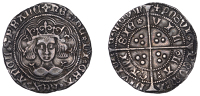 Henry VI (First reign, 1422-1461), Rosette-Mascle Issue, Groat, Calais, mm. crosses II/V, mascle after rex and...